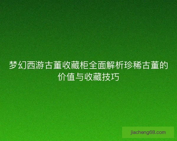 梦幻西游古董收藏柜全面解析珍稀古董的价值与收藏技巧